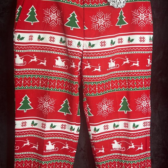OppoSuits Men’s Christmas Pants Red Green Snowflake Tree Santa Sleigh Holiday Pr - Picture 1 of 5